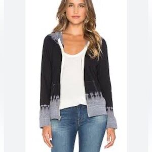 Monrow Black to Gray Ombre Zip Hoodie